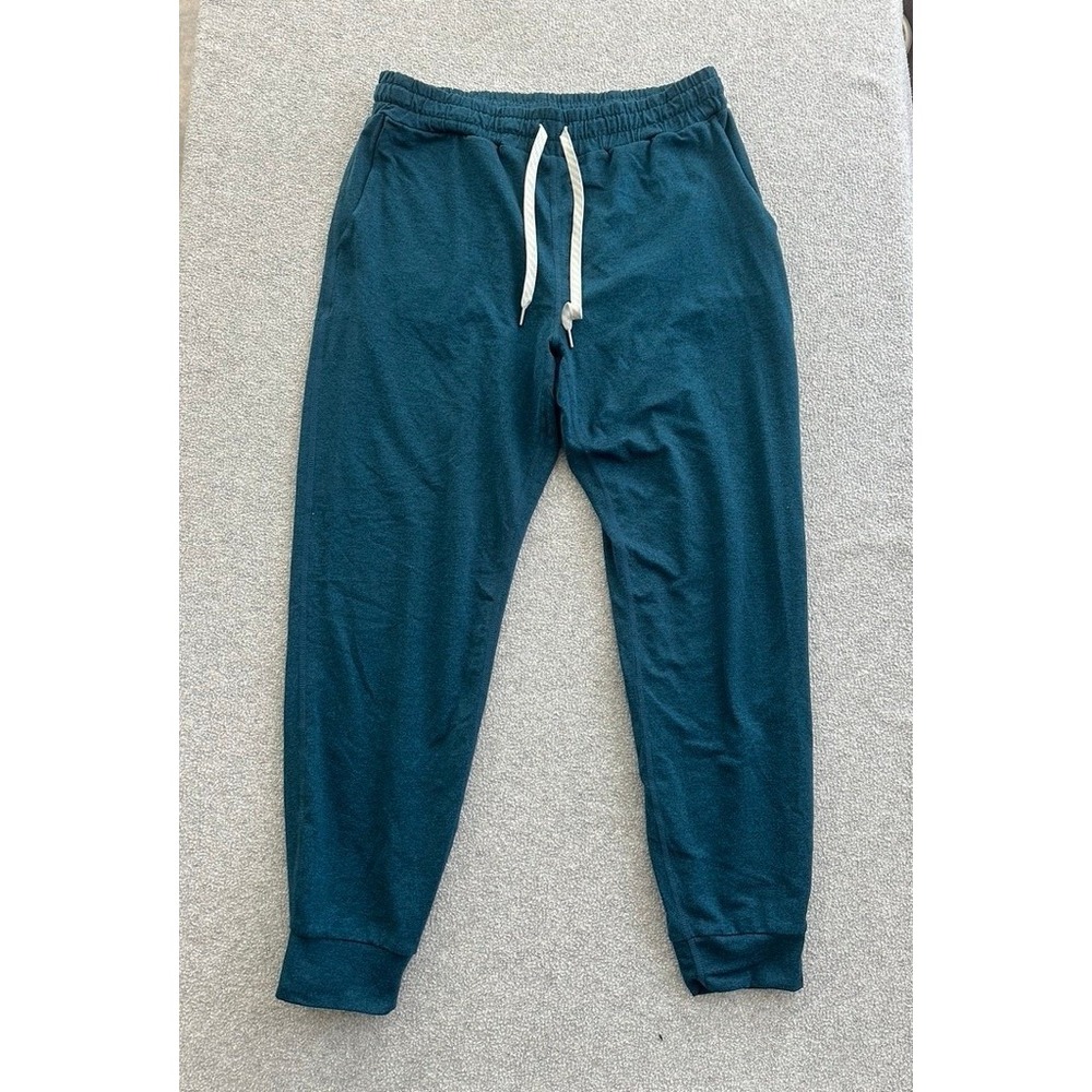 Vuori Dreamknit Performance Jogger Pants Teal Blue Heathered M Drawstring